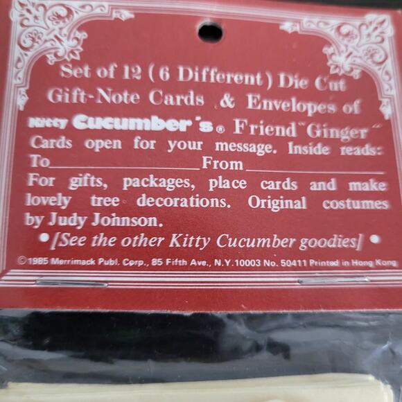 Vintage Gift Note Cards/Tags Cottage Kitty Cucumber's Friends Ginger Set of 12 - Picture 4 of 6